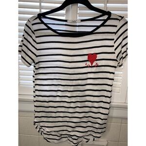 Papaya Embroidered Love BW Striped Tee